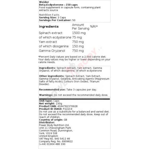 Weider Beta - Ecdysterone Weider